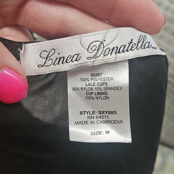 LINEA DONATELLA Cut Out Elegant Black Lace Babydoll Lingerie. Size Medium - Picture 2 of 7